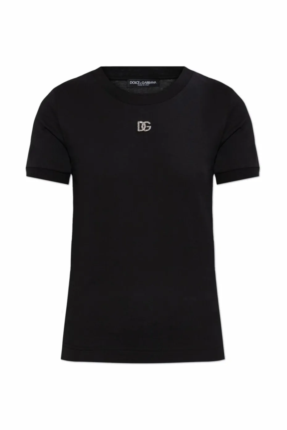 Dolce & Gabbana CZARNY T-shirt z połyskującym logo