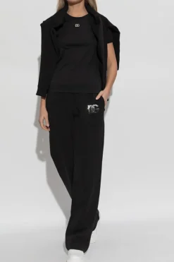 Dolce & Gabbana CZARNY T-shirt z połyskującym logo
