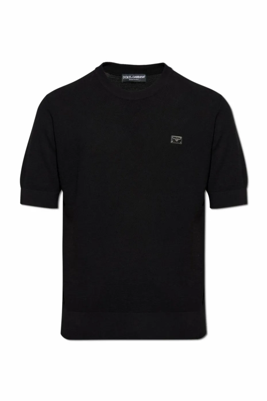 Dolce & Gabbana CZARNY T-shirt z aplikacją z logo