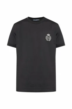 Dolce & Gabbana CZARNY T-shirt z aplikacją