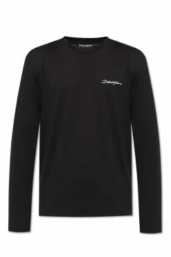 Dolce & Gabbana CZARNY T-shirt z długimi rękawami