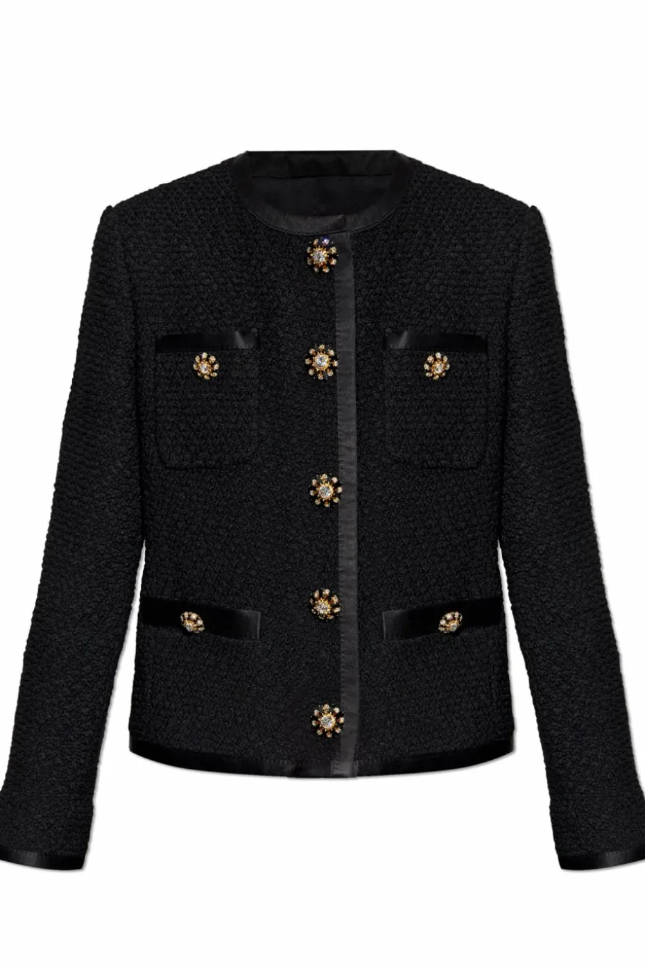 Dolce & Gabbana CZARNY Tweedowa marynarka z połyskującymi aplikacjami