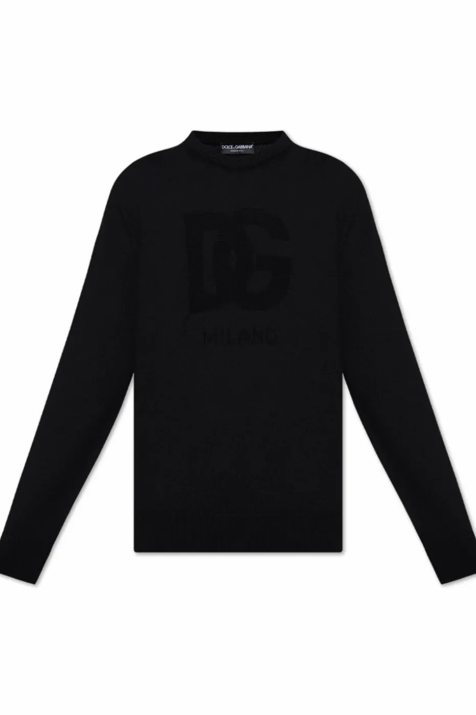 Dolce & Gabbana CZARNY Wełniany sweter z logo