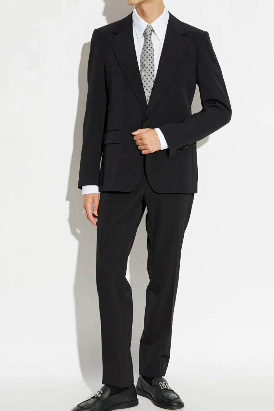 Dolce & Gabbana CZARNY Wełniane spodnie