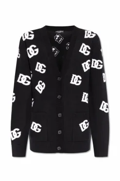 Dolce & Gabbana CZARNY Wełniany kardigan