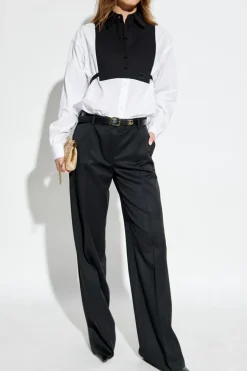 Dolce & Gabbana CZARNY Wełniane spodnie