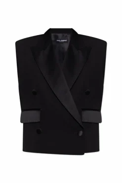 Dolce & Gabbana CZARNY Wełniana kamizelka