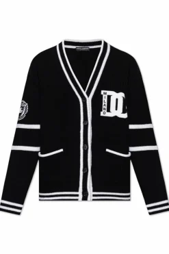 Dolce & Gabbana CZARNY Wełniany kardigan z logo