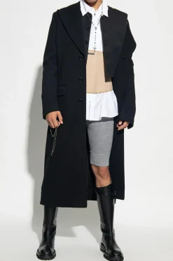 Dolce & Gabbana CZARNY Wełniany płaszcz