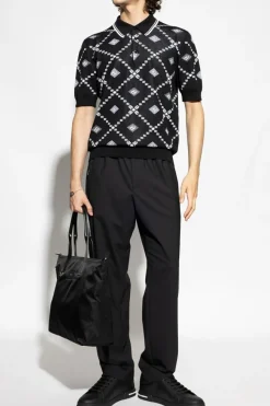 Dolce & Gabbana CZARNY Wełniane polo z logo