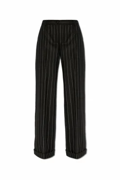 Dolce & Gabbana CZARNY Wełniane spodnie