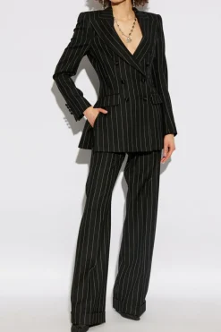 Dolce & Gabbana CZARNY Wełniane spodnie