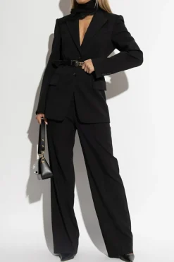 Dolce & Gabbana CZARNY Wełniane spodnie