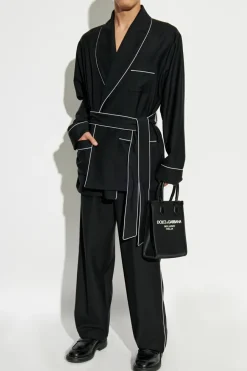 Dolce & Gabbana CZARNY Wełniany szlafrok