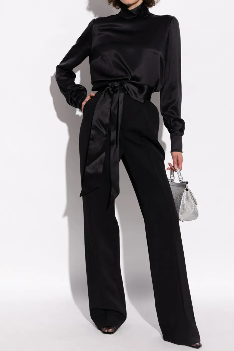 Dolce & Gabbana CZARNY Wełniane spodnie
