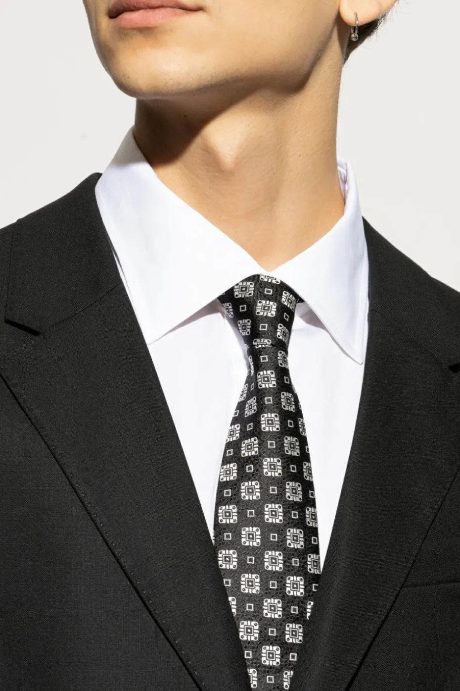 Dolce & Gabbana CZARNY Wzorzysty krawat