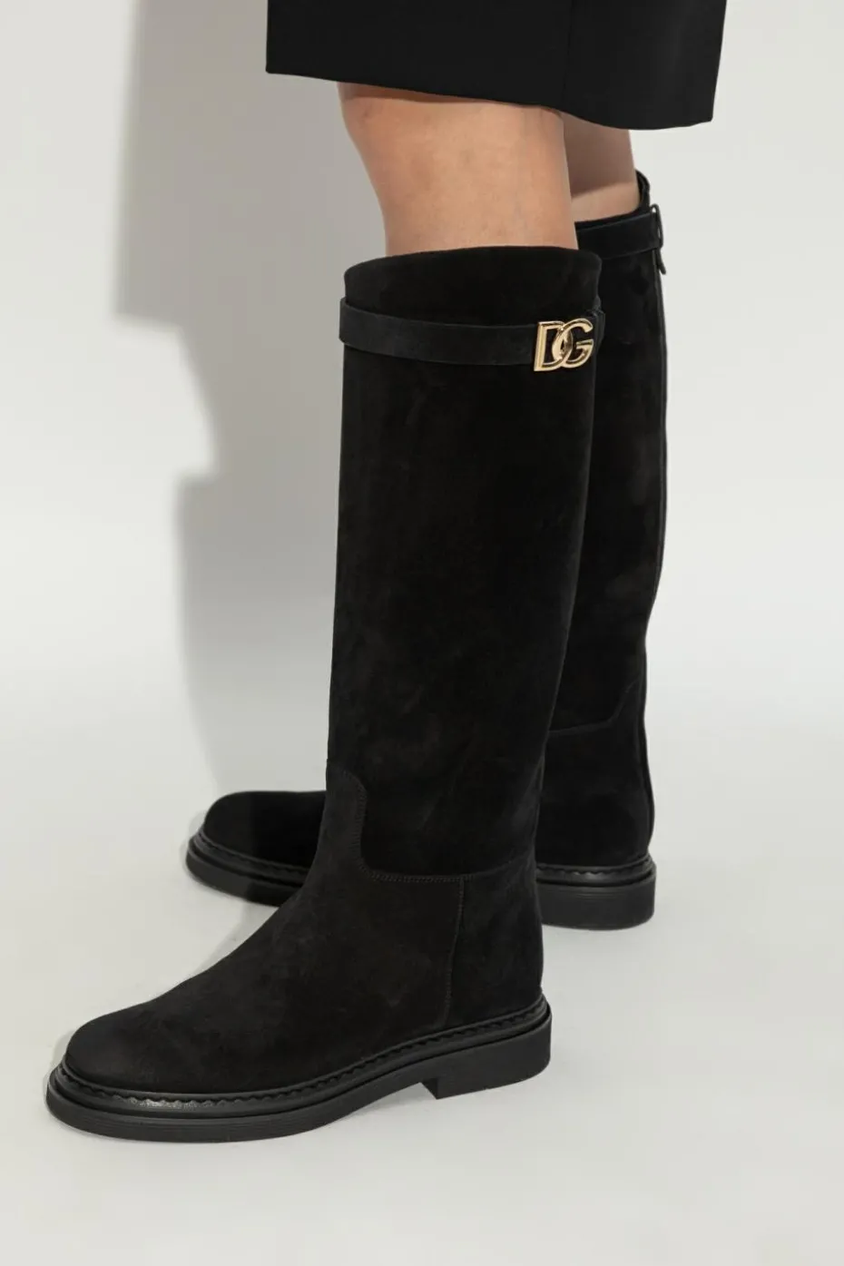 Dolce & Gabbana CZARNY Zamszowe buty za kolano