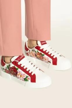 Dolce & Gabbana CZERWONY Buty sportowe z motywem kwiatowym
