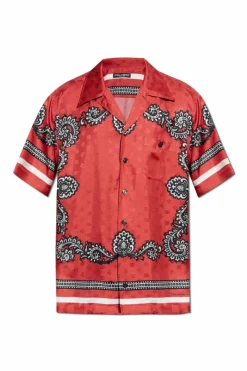 Dolce & Gabbana CZERWONY Jedwabna koszula z kieszenią