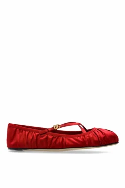 Dolce & Gabbana CZERWONY Satynowe baleriny