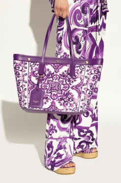 Dolce & Gabbana FIOLETOWY Torba typu `shopper` z nadrukiem `Majolica`