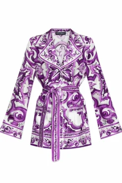 Dolce & Gabbana FIOLETOWY Jedwabna koszula