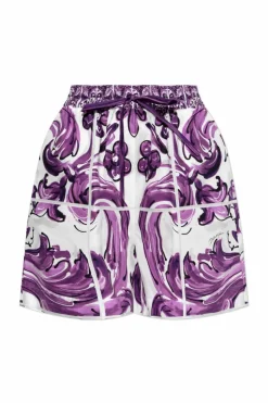 Dolce & Gabbana FIOLETOWY Szorty ze wzorem