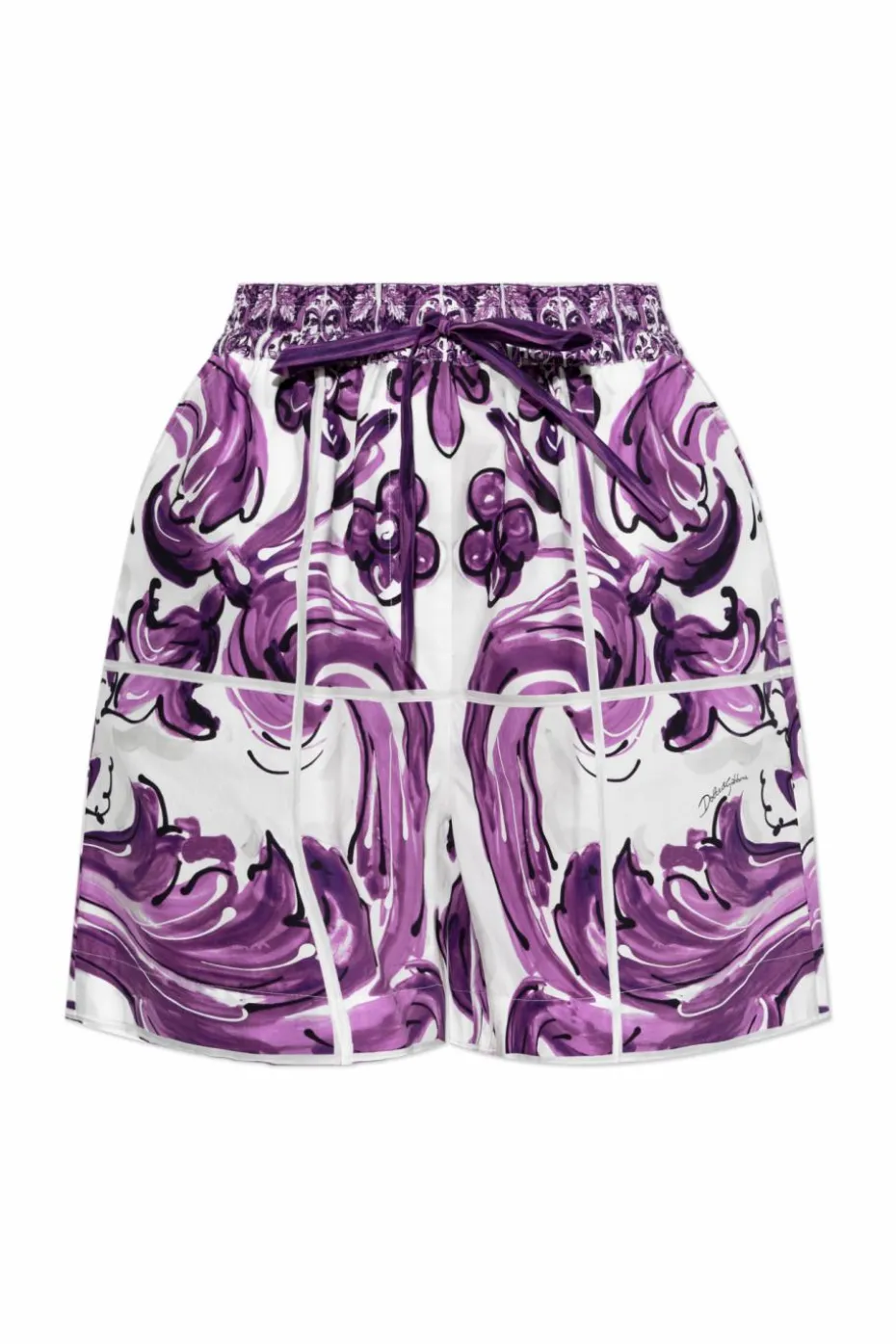 Dolce & Gabbana FIOLETOWY Szorty ze wzorem