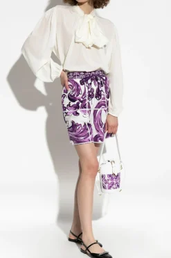 Dolce & Gabbana FIOLETOWY Szorty ze wzorem