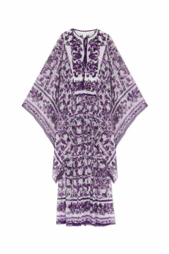 Dolce & Gabbana FIOLETOWY Jedwabna sukienka