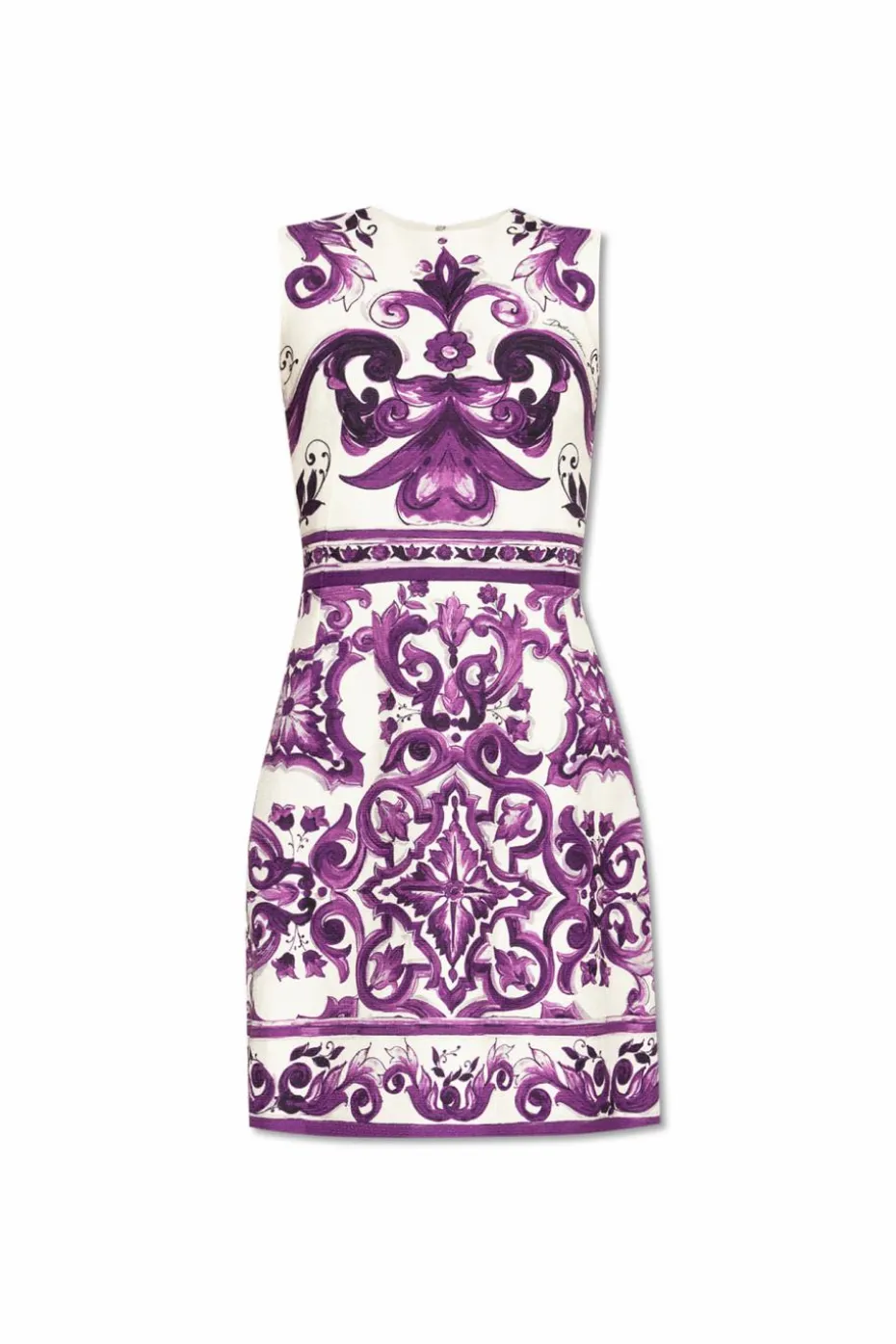 Dolce & Gabbana FIOLETOWY Sukienka z nadrukiem `Majolica`