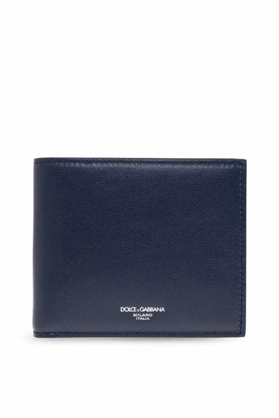 Dolce & Gabbana GRANATOWY Skórzany portfel z logo