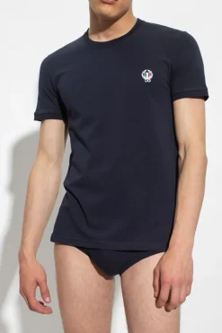 Dolce & Gabbana GRANATOWY T-shirt z naszywką