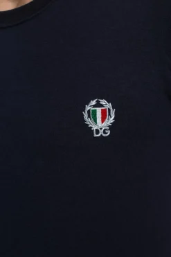 Dolce & Gabbana GRANATOWY T-shirt z naszywką