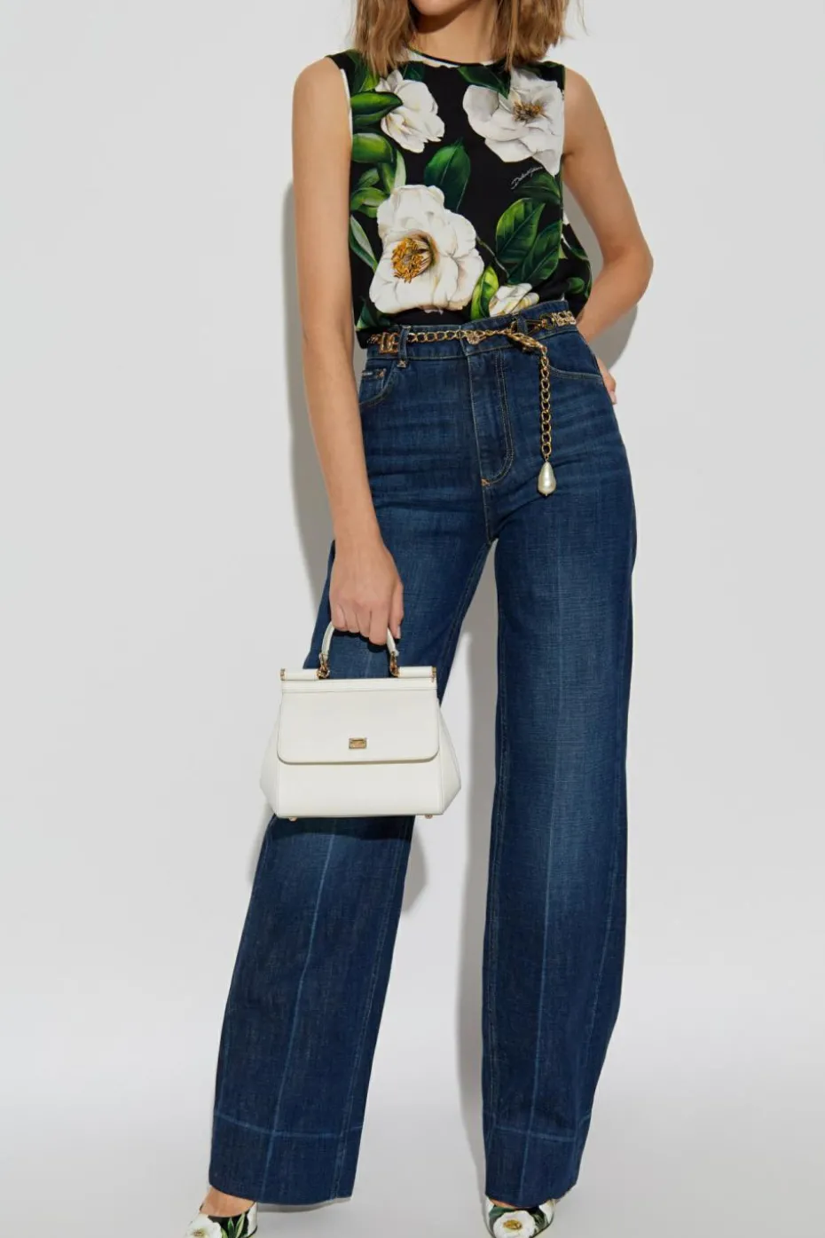 Dolce & Gabbana GRANATOWY Jeansy z rozszerzanymi nogawkami