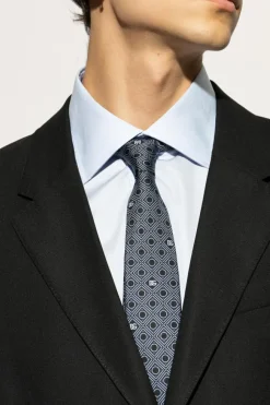 Dolce & Gabbana GRANATOWY Wzorzysty krawat