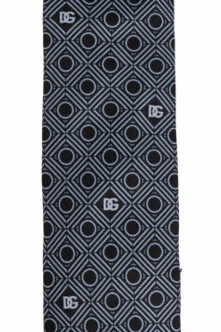 Dolce & Gabbana GRANATOWY Wzorzysty krawat