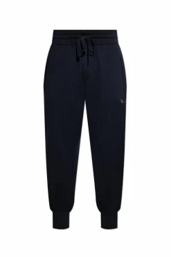 Dolce & Gabbana GRANATOWY Wełniane spodnie