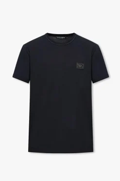 Dolce & Gabbana GRANATOWY T-shirt z logo