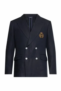 Dolce & Gabbana GRANATOWY Lniana marynarka