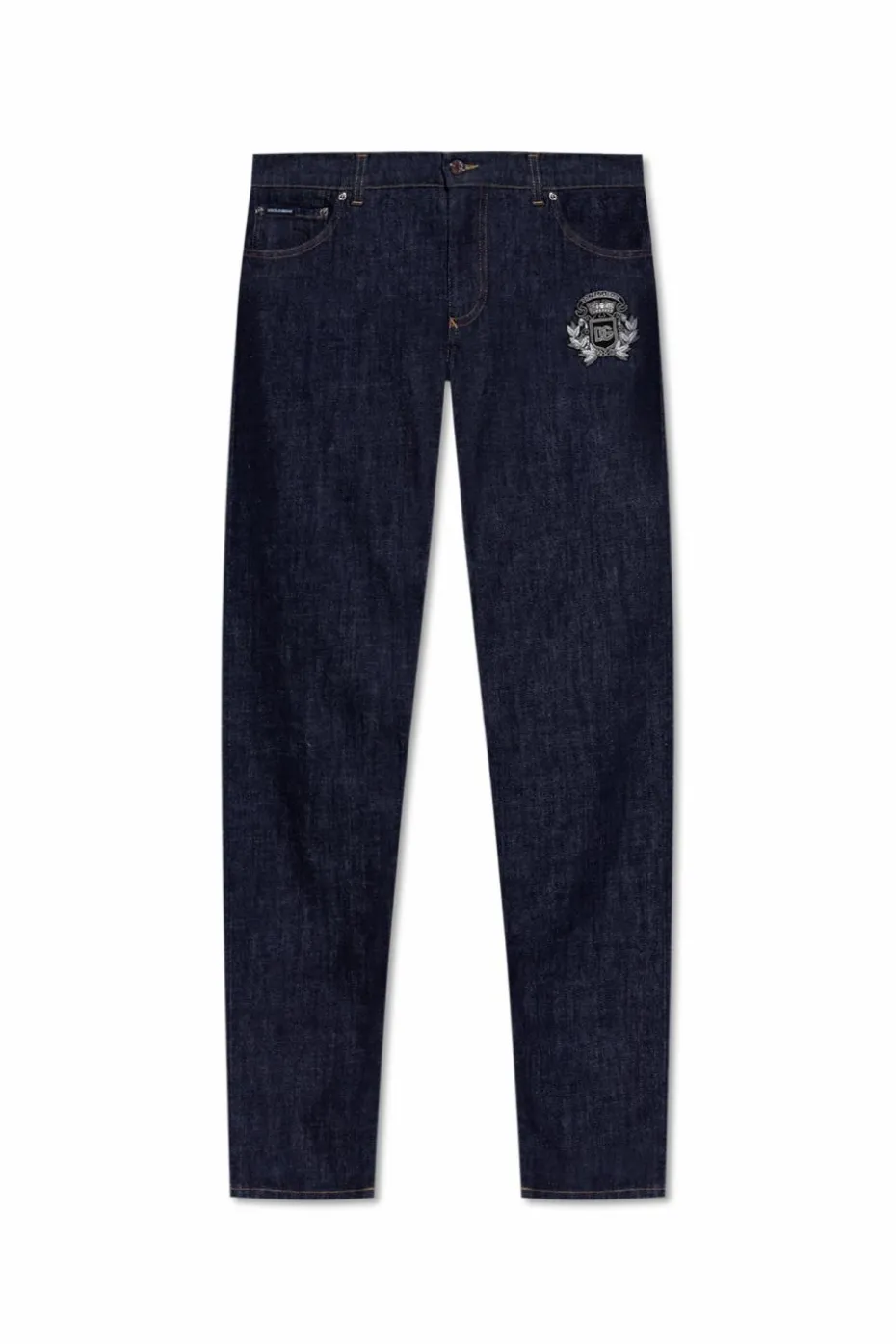 Dolce & Gabbana GRANATOWY Jeansy typu `skinny` z aplikacją
