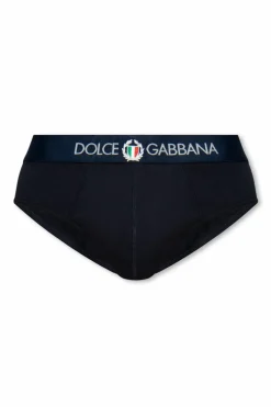 Dolce & Gabbana GRANATOWY Slipy z logo