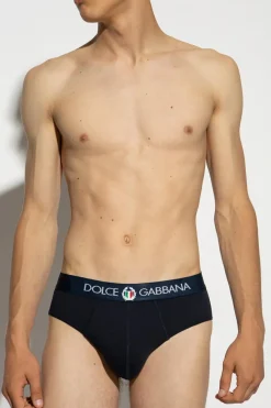 Dolce & Gabbana GRANATOWY Slipy z logo
