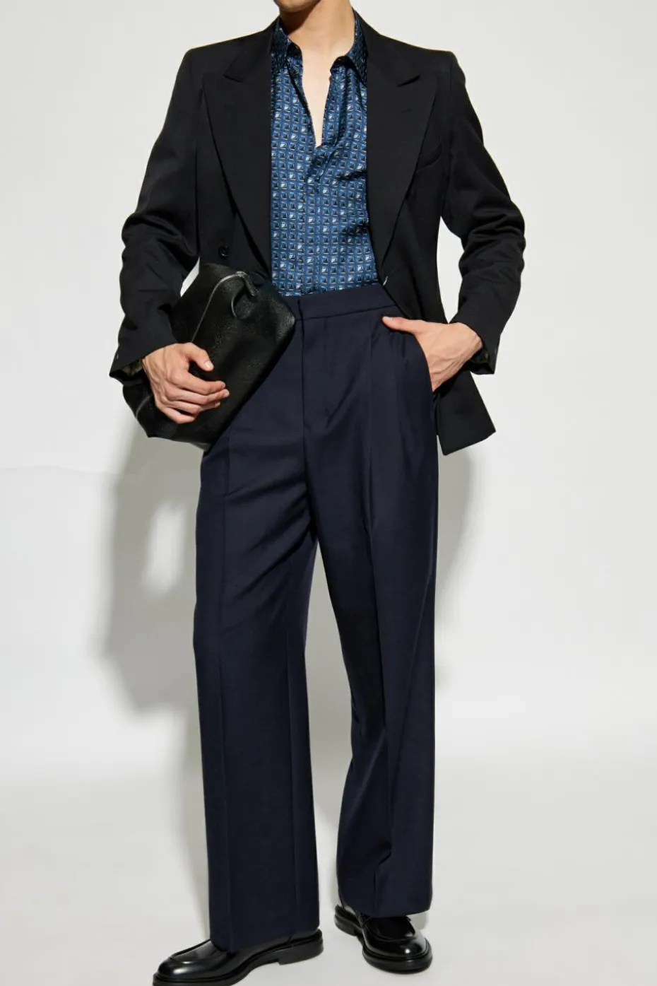 Dolce & Gabbana GRANATOWY Jedwabna koszula