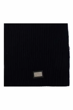 Dolce & Gabbana GRANATOWY Szal z aplikacją z logo