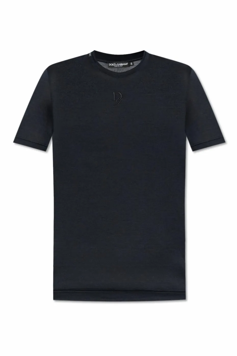 Dolce & Gabbana GRANATOWY T-shirt z wyszytym logo