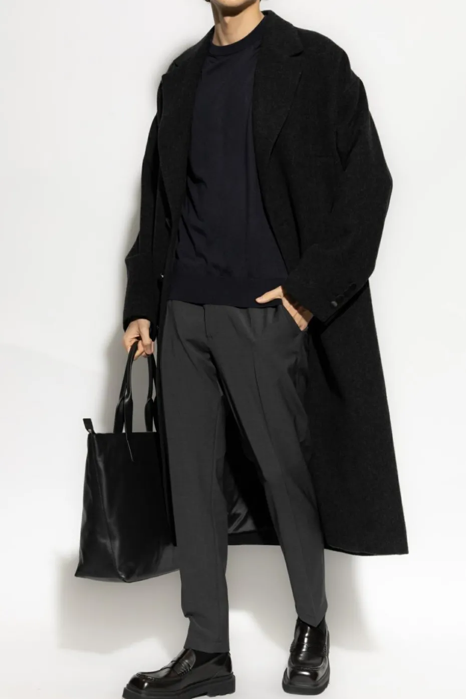 Dolce & Gabbana GRANATOWY Jedwabny sweter z wyszytym logo