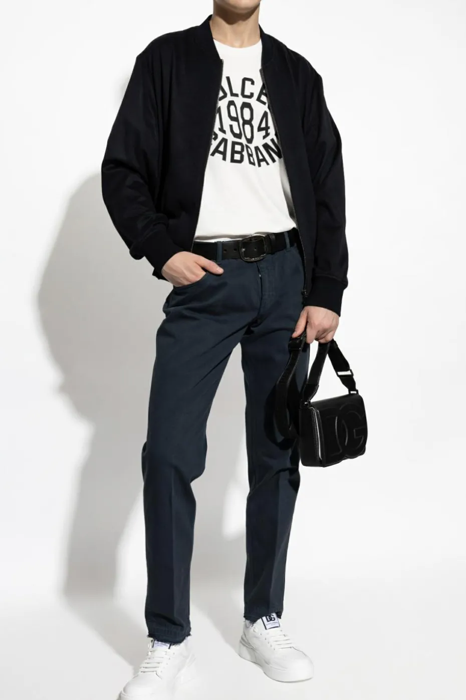 Dolce & Gabbana GRANATOWY Kaszmirowa kurtka