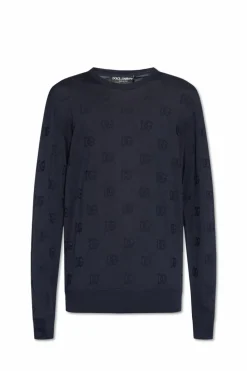 Dolce & Gabbana GRANATOWY Sweter z monogramem