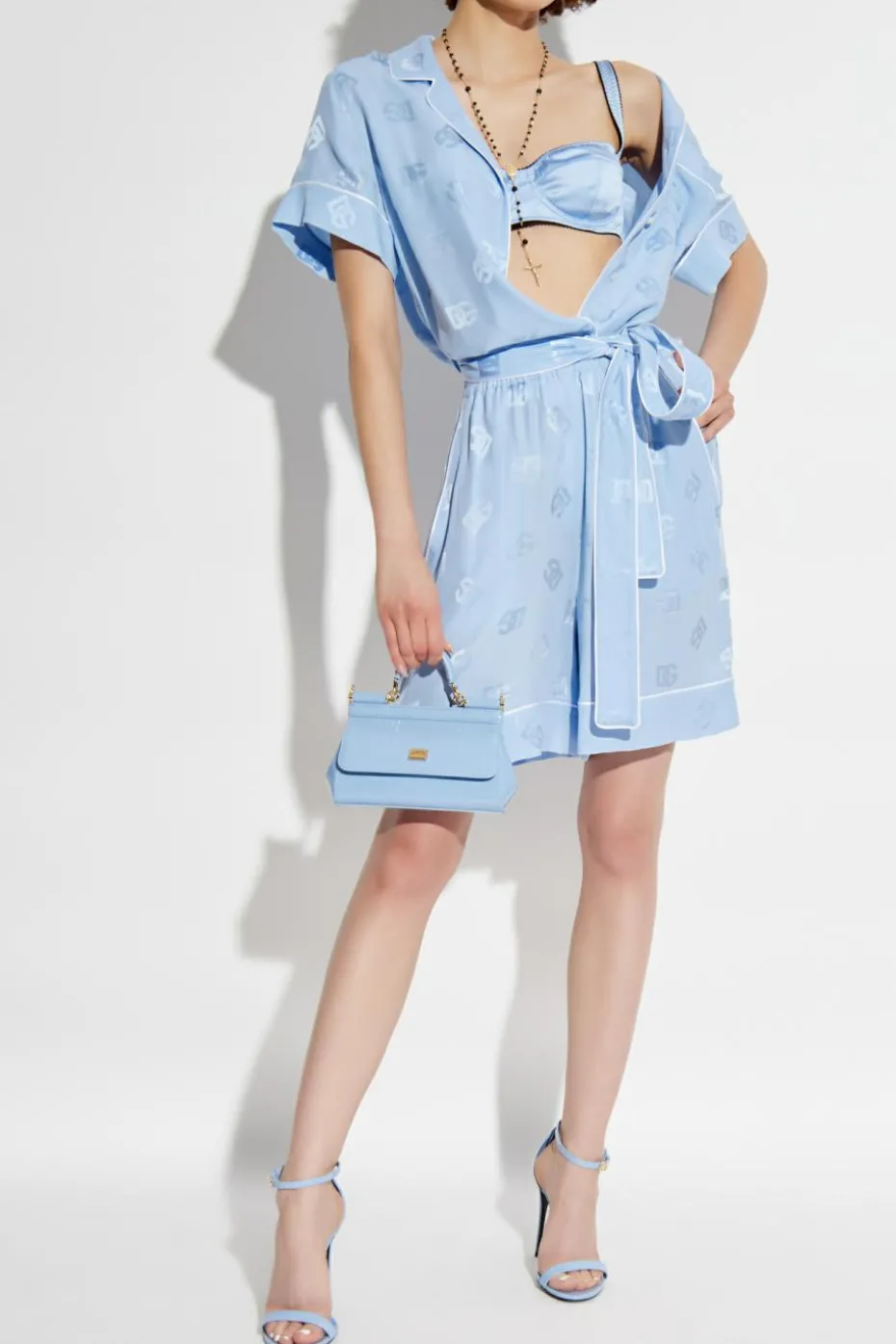 Dolce & Gabbana jasnoniebieski Jedwabne szorty